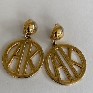 Anne Klein Designer Signature Logo Lovely Dangle Drop Clip on Earrings